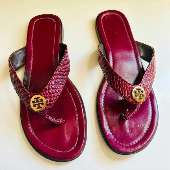 Tory Burch Embossed Leather Sandals - Picture 1 of 6